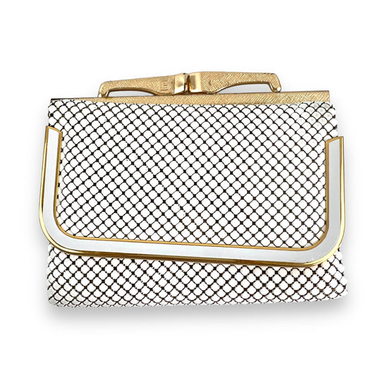 Glomesh white and gold mesh purse