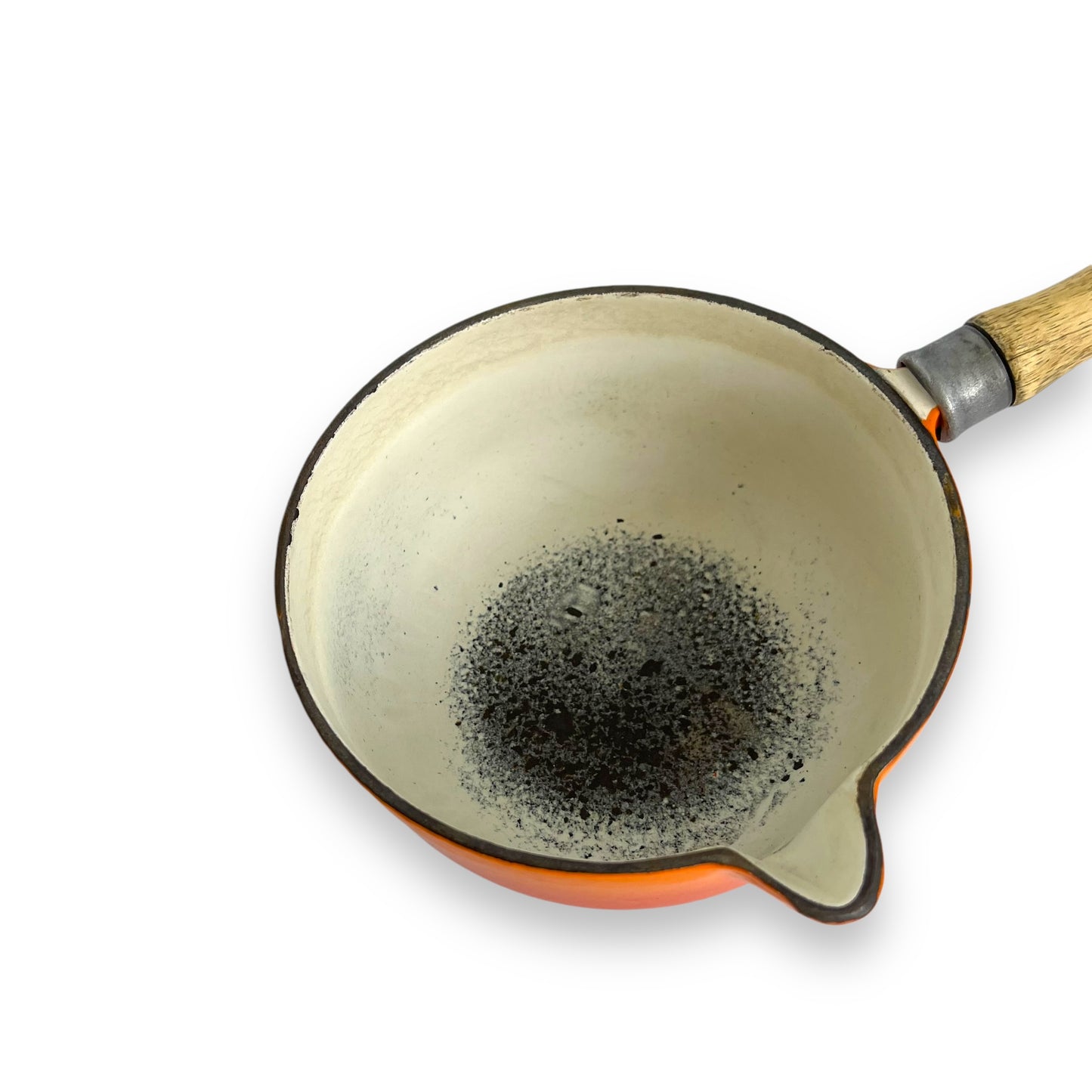 Orange wooden handle Saucepan Pot with Spout