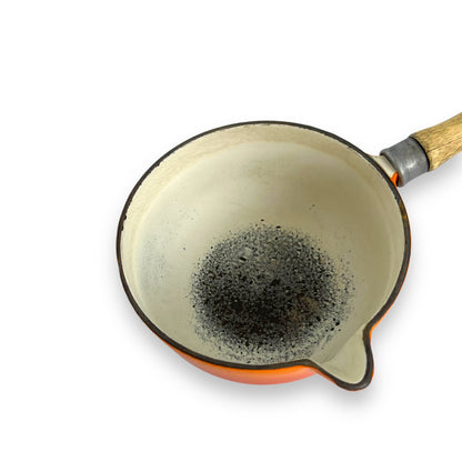 Orange wooden handle Saucepan Pot with Spout