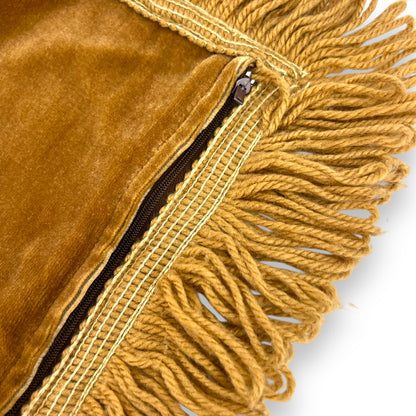 Brown fringed pillow case set of 2