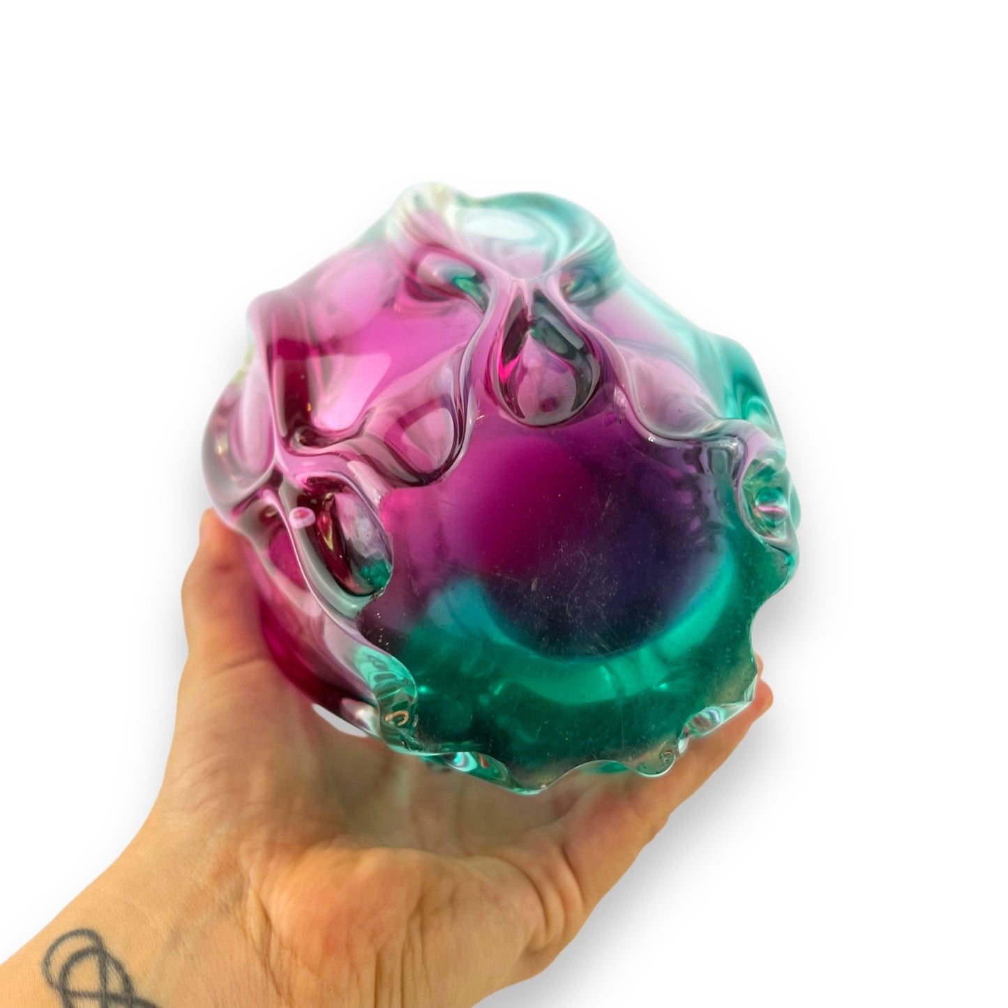Pink & Blue Art Glass Large Vase