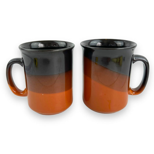 Black & Brown Stripe Mug Set of 2