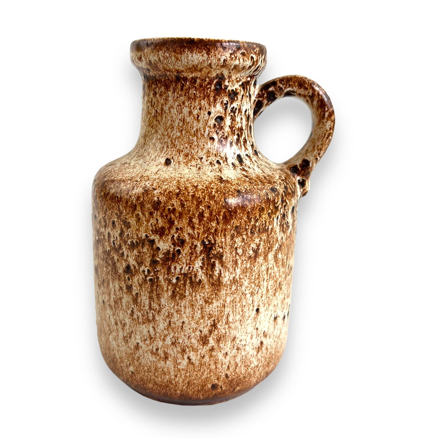 West German Vase with Handle brown speckle pattern stamped 414/16