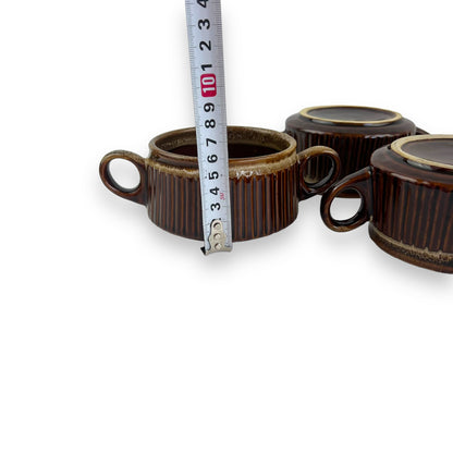 Brown Ceramic Twin Handle Ramekin Set of 4