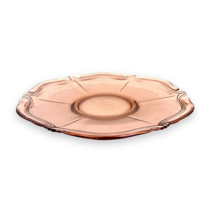 Pink Depression Glass Plate – Elegant Scalloped Edge Serving Platter