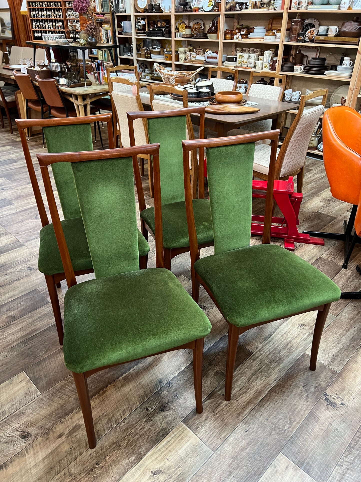 Set of 4 Parker Green Upholstered Dining Chairs