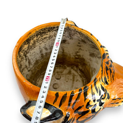 Large Italian Tiger Head Ceramic Planter