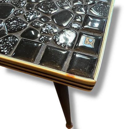 Black & White Mosaic Tile Coffee Table with Tapered Legs