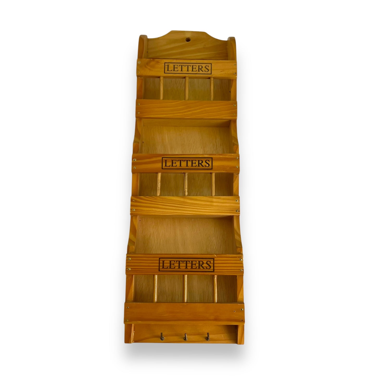 Wooden Letter Organizer with Hooks