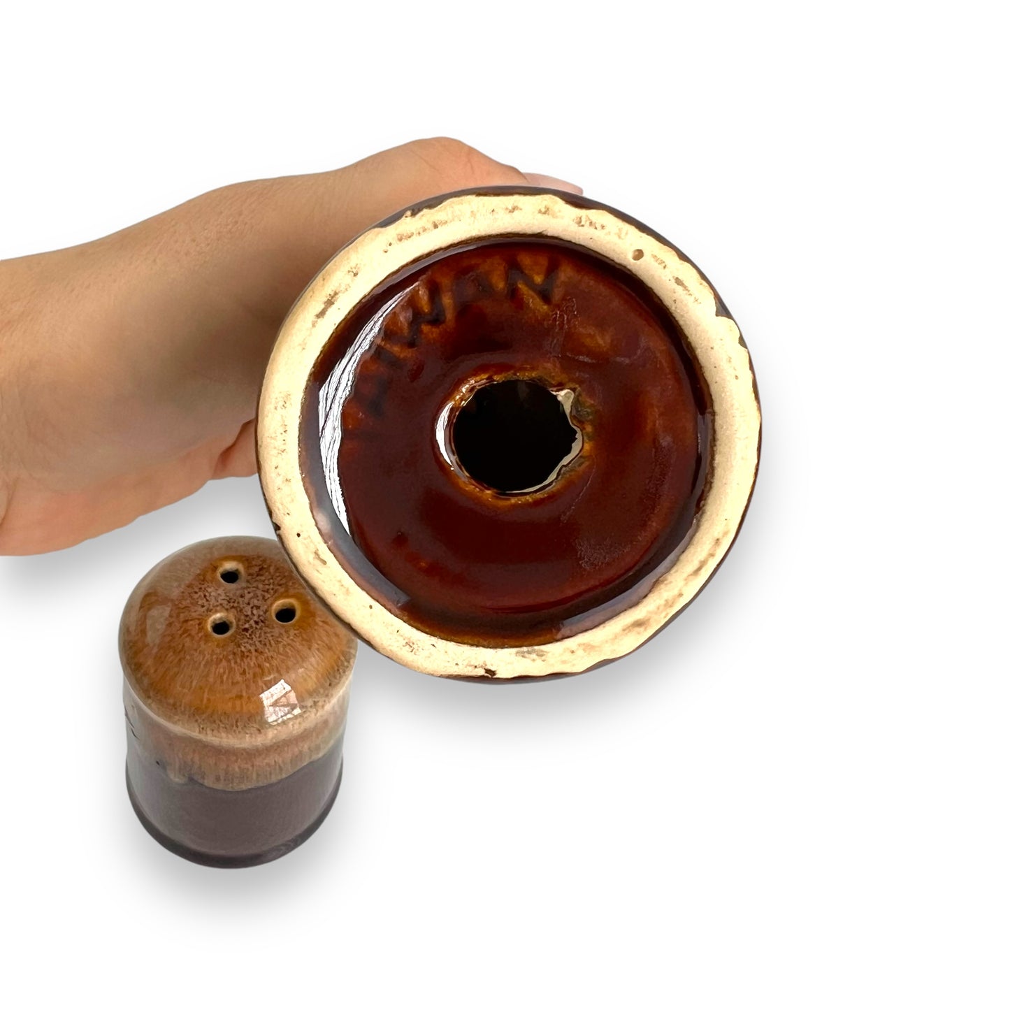 Brown Glaze Drip Salt & Pepper Shaker Set