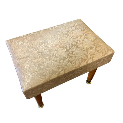 Footstool – Gold Floral Upholstery & Tapered Legs
