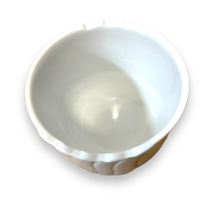 White Ceramic Plant Pot with Fluted Design