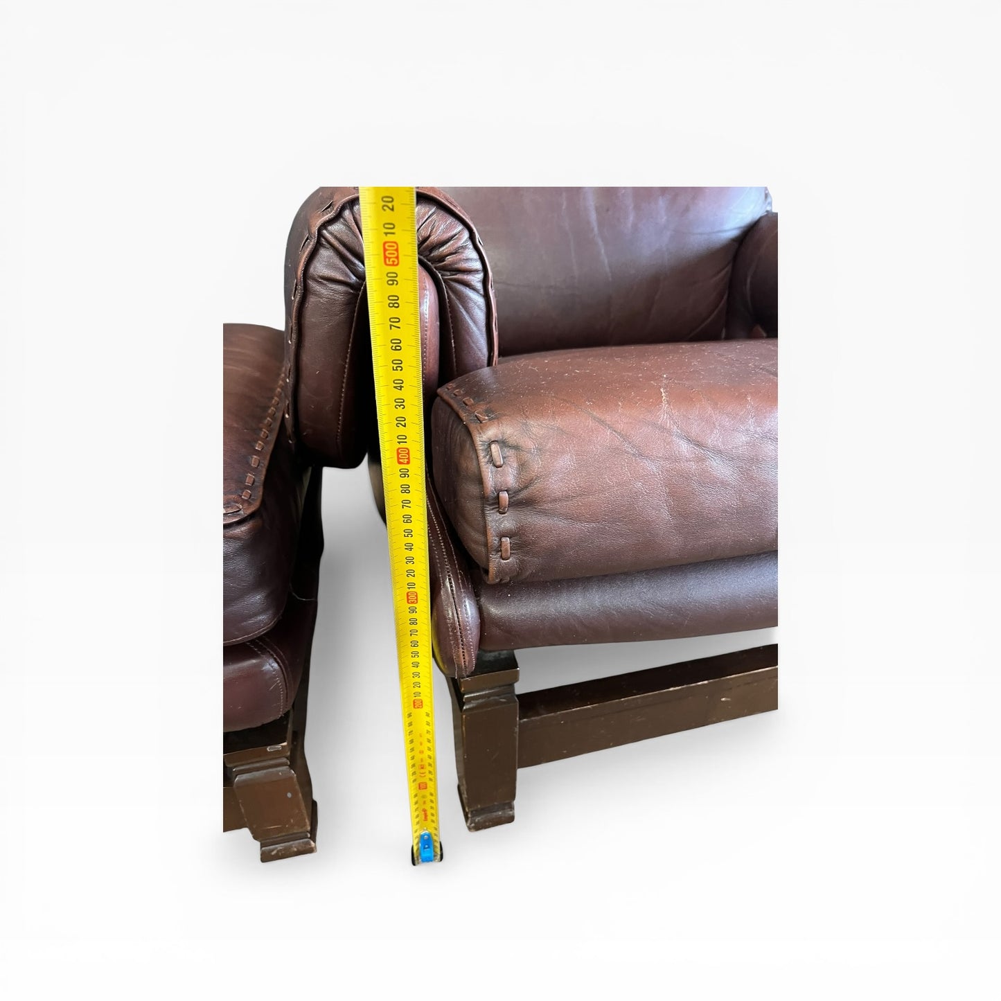 Moran Brown Leather Armchair with footrest