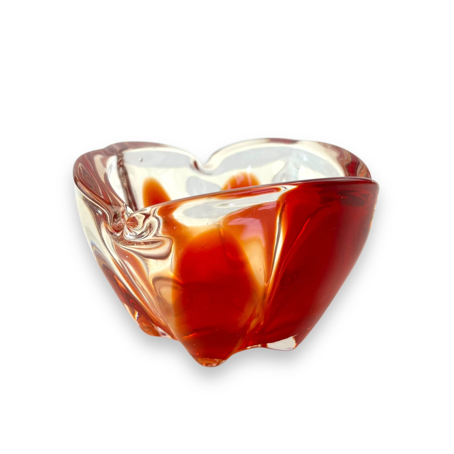 Red and clear Art Glass dish
