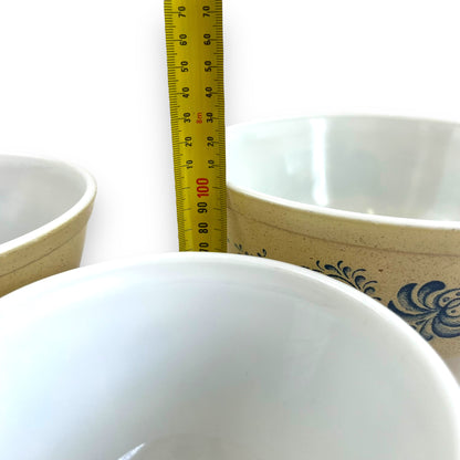 Pyrex Blue Homestead 3-Piece Mixing Bowl Set – Country Farmhouse Blue & Beige