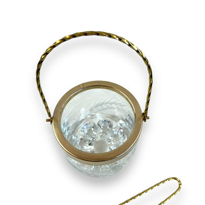 Ice Bucket with Gold Handle & Tongs – Etched Glass Barware