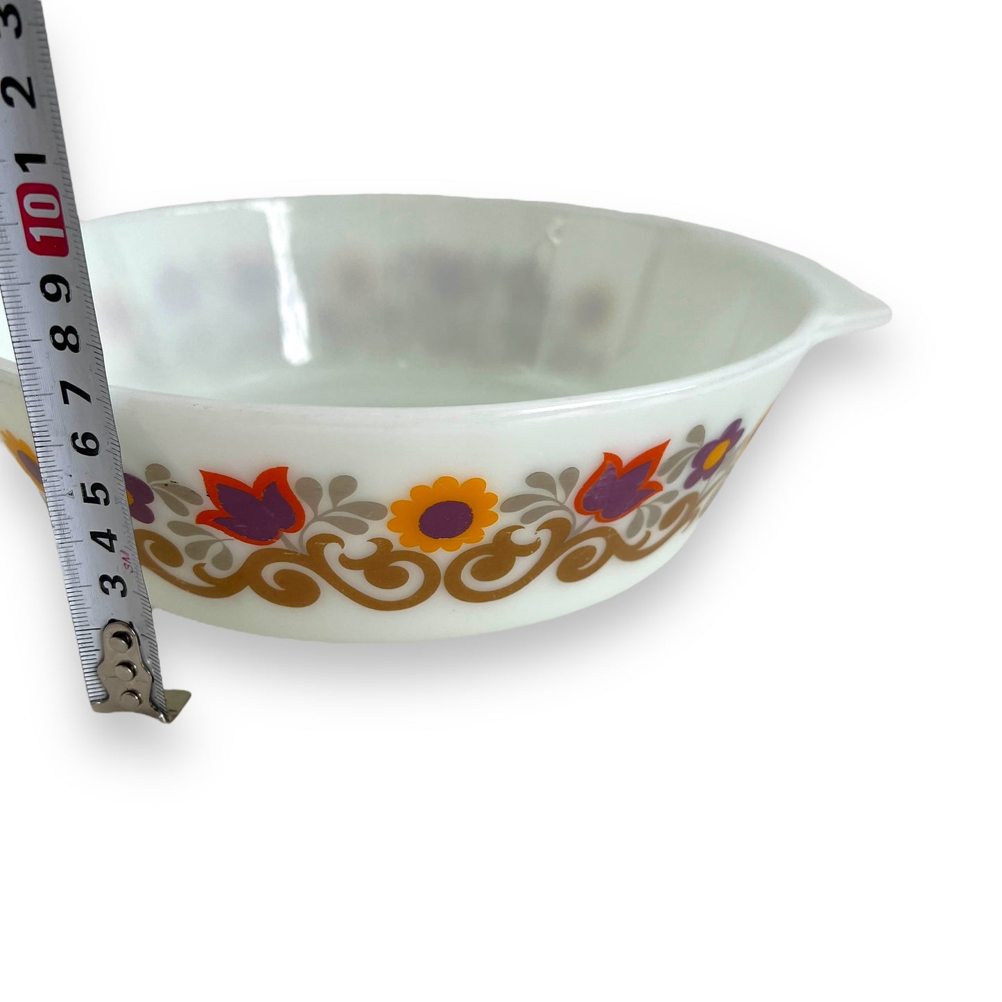 JAJ Pyrex England Briarwood Colourful Flower Dish Set small & large with lids (one lid not original it’s Pyrex)