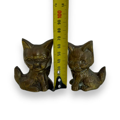 Brass cat statue set of two