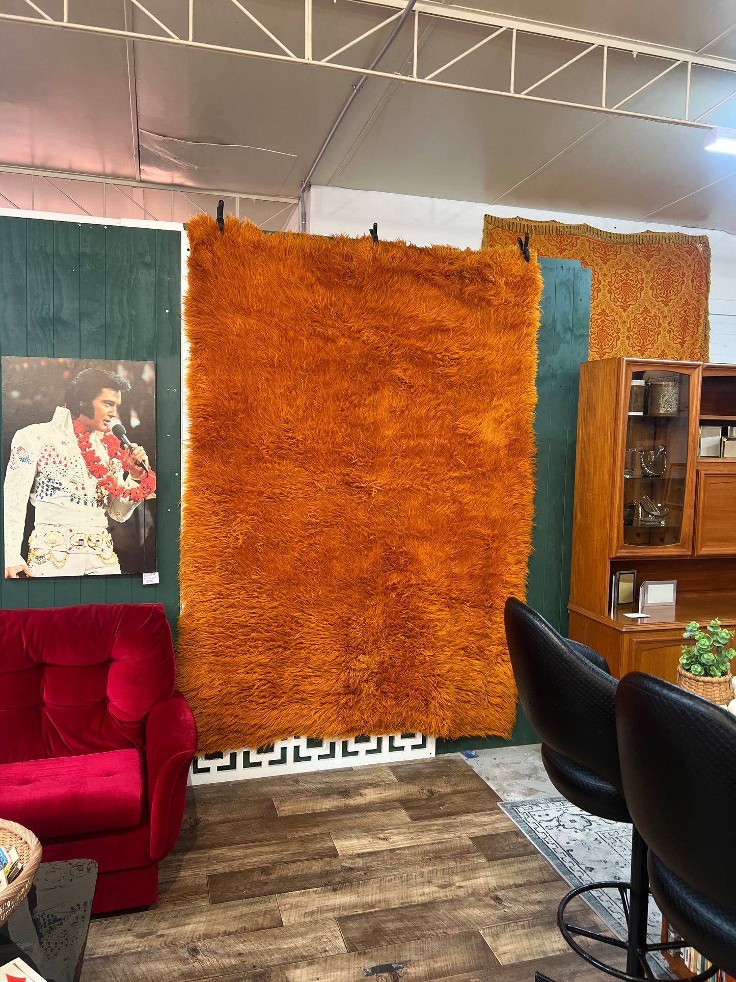 Orange Flokati Wool Rug – Large Shag Pile Statement Rug, Professionally Cleaned