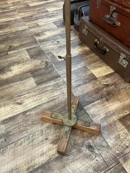 Adjustable Carved Timber Music Stand with Brass & Timber Base