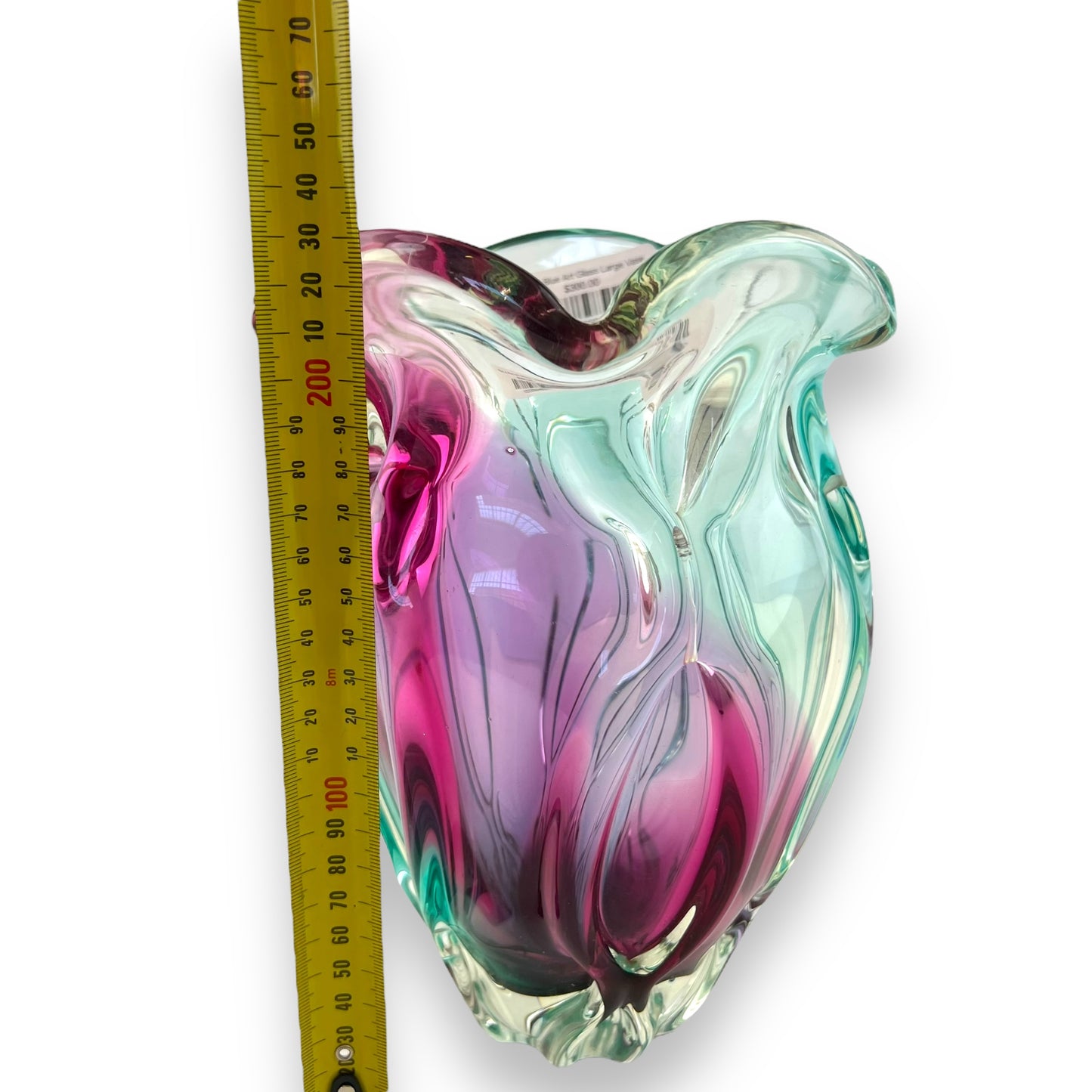 Pink & Blue Art Glass Large Vase