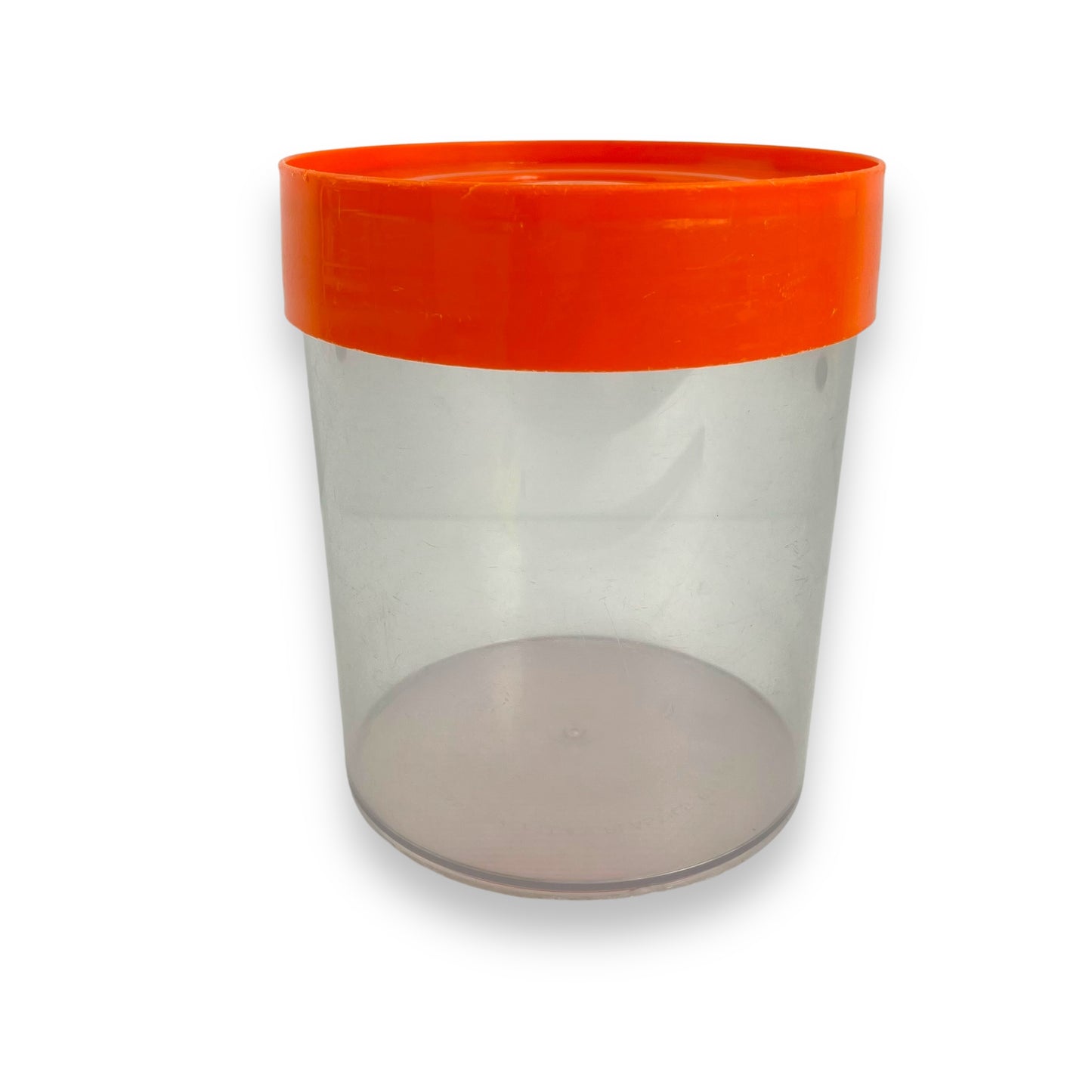 Atlas Plastics Clear Storage Canister with orange lid