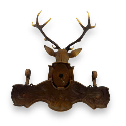Fisher France Plastic Elk Stag Deer Head Coat Rack - Faux Antler Wall Hanging