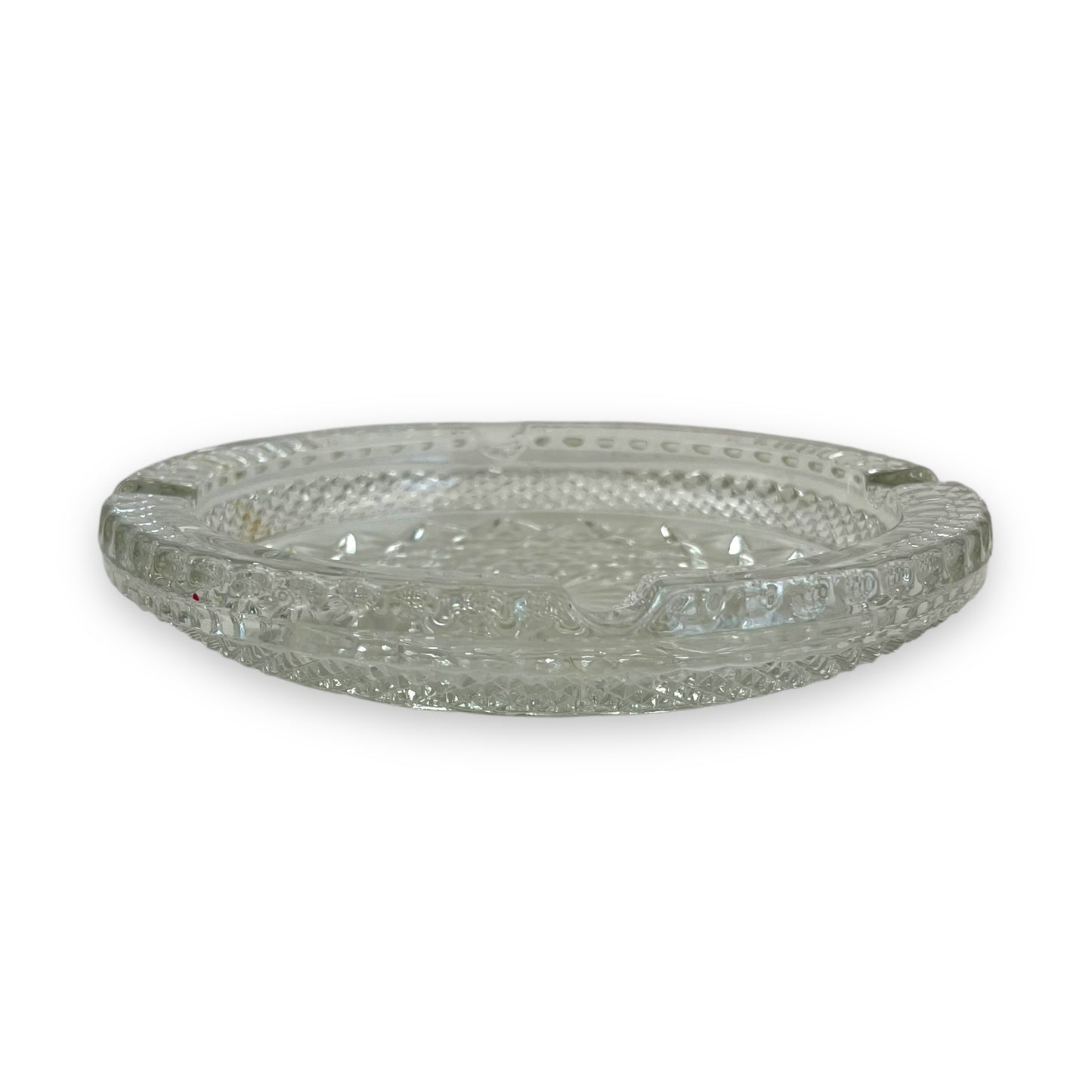 Large clear cut glass ashtray