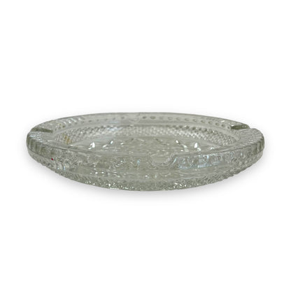 Large clear cut glass ashtray