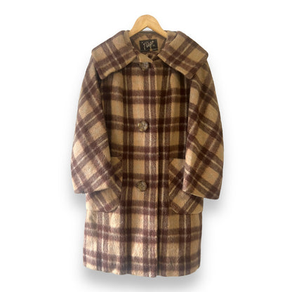 Brown and beige plaid check wool coat - Virgo Model Melbourne