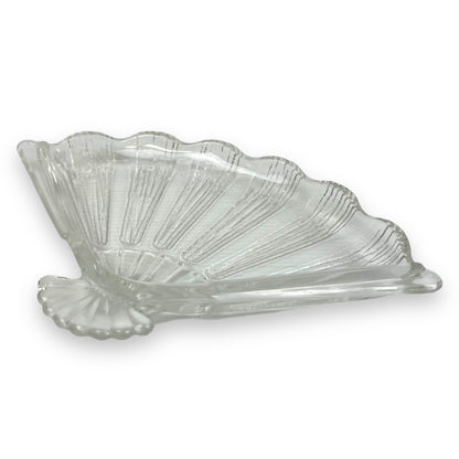 Clear glass fan trinket dish