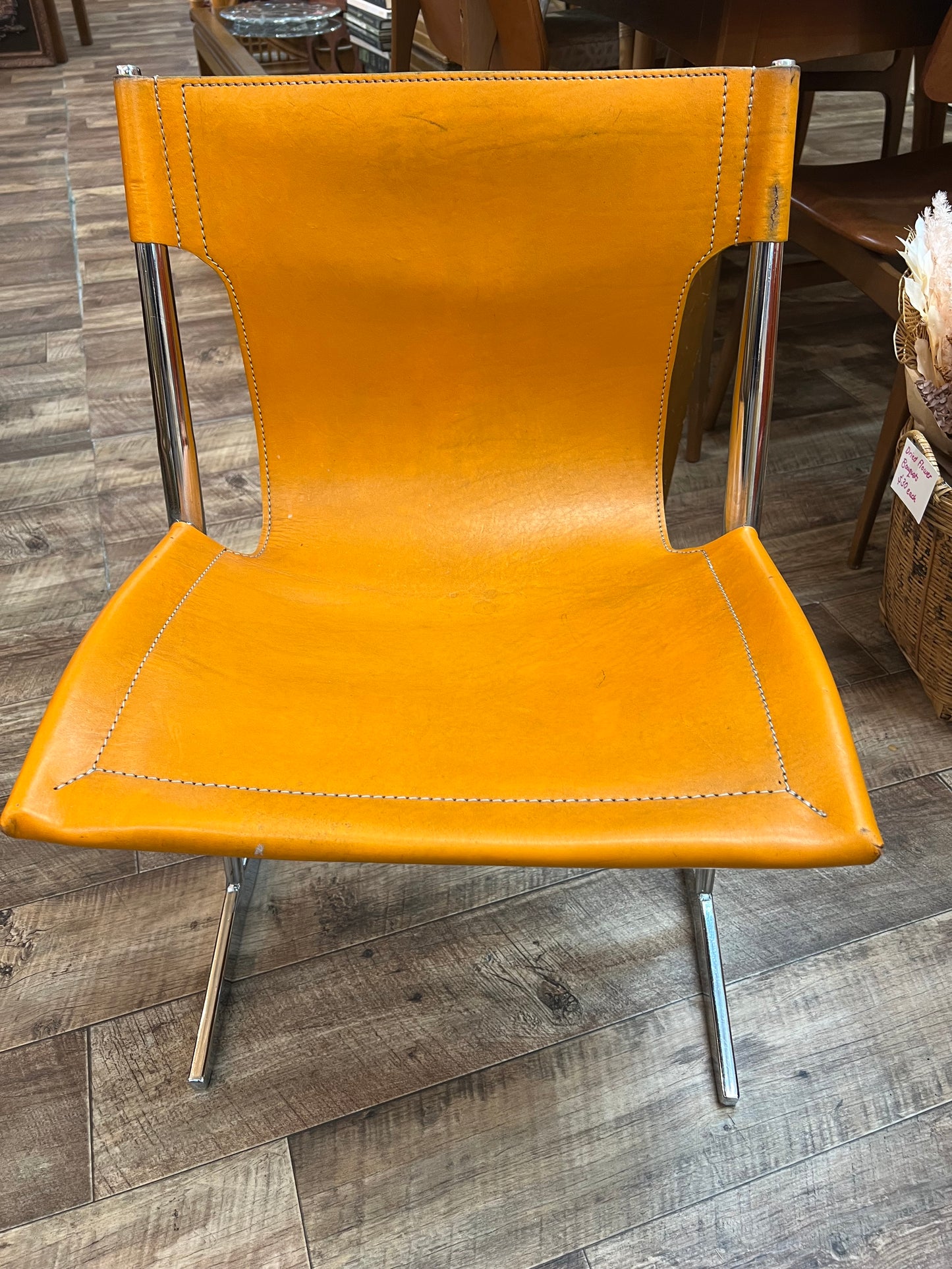 W.D. Wallace Orange Leather Cantilever Chair c.1969