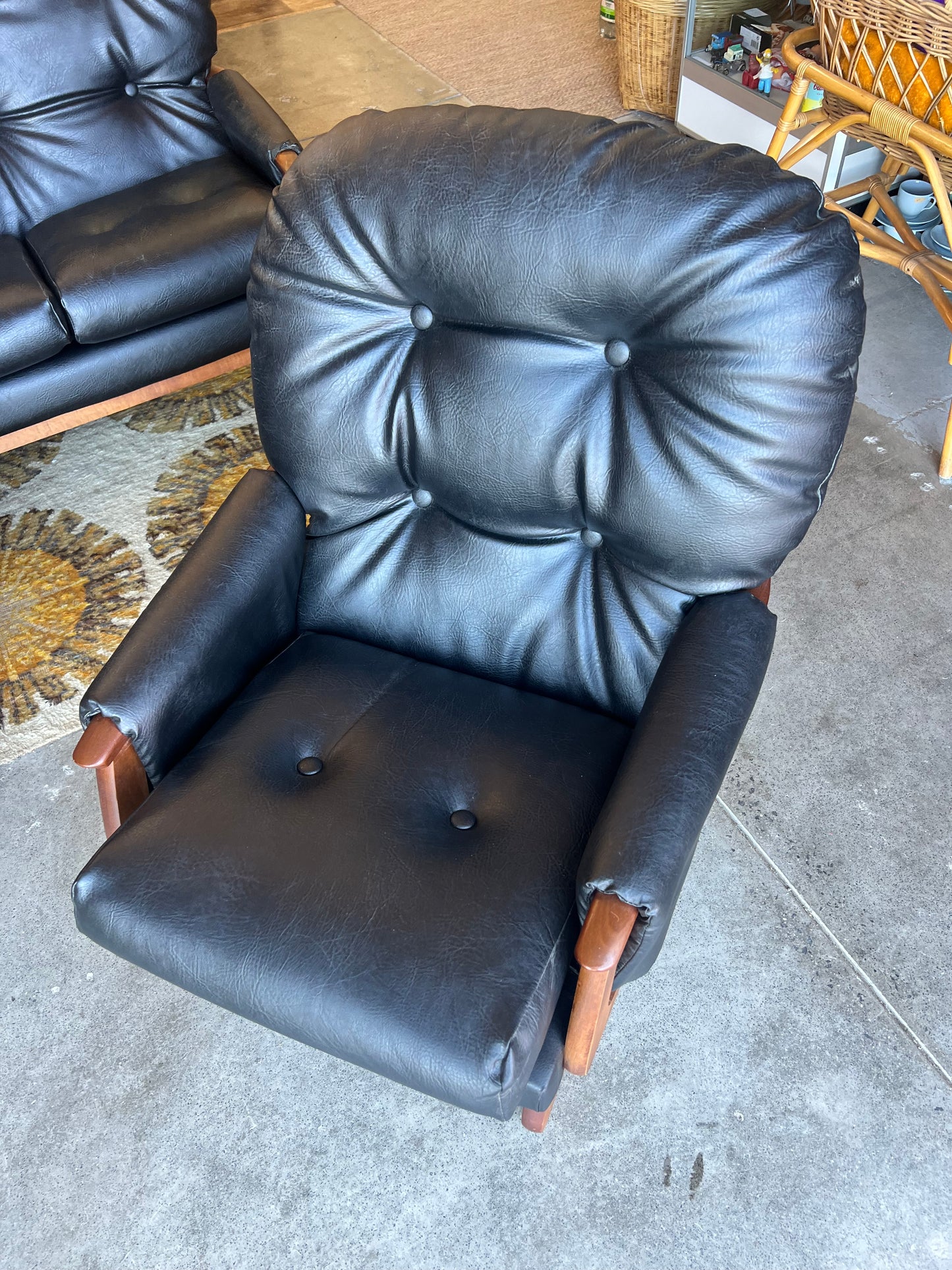 Black Vinyl Armchair by Mayline Furniture (Collingwood VIC) – Solid Timber Frame
