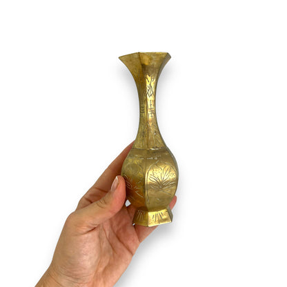 Hexagon shape brass small vase