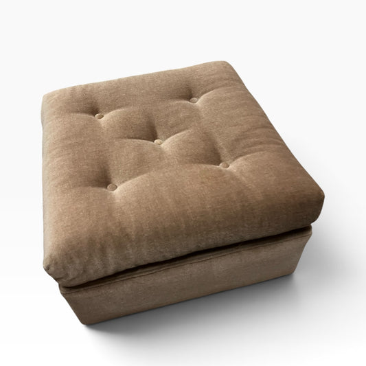 Taupe Button Tufted Upholstered Footrest Ottoman