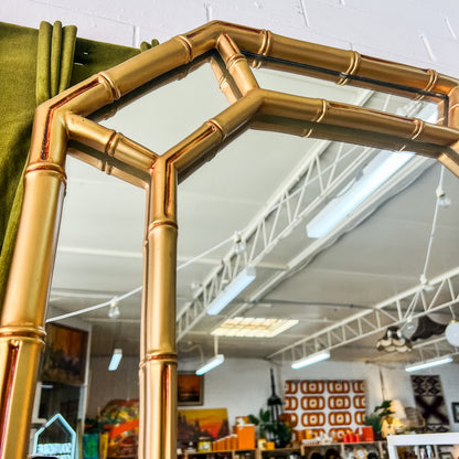 Octagonal Faux Bamboo Wall Mirror – Hollywood Regency Style