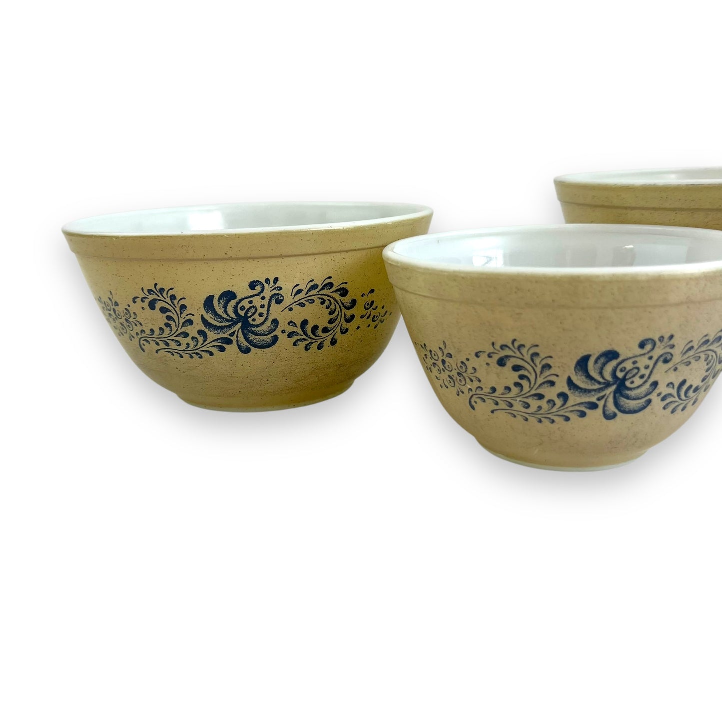 Pyrex Blue Homestead 3-Piece Mixing Bowl Set – Country Farmhouse Blue & Beige
