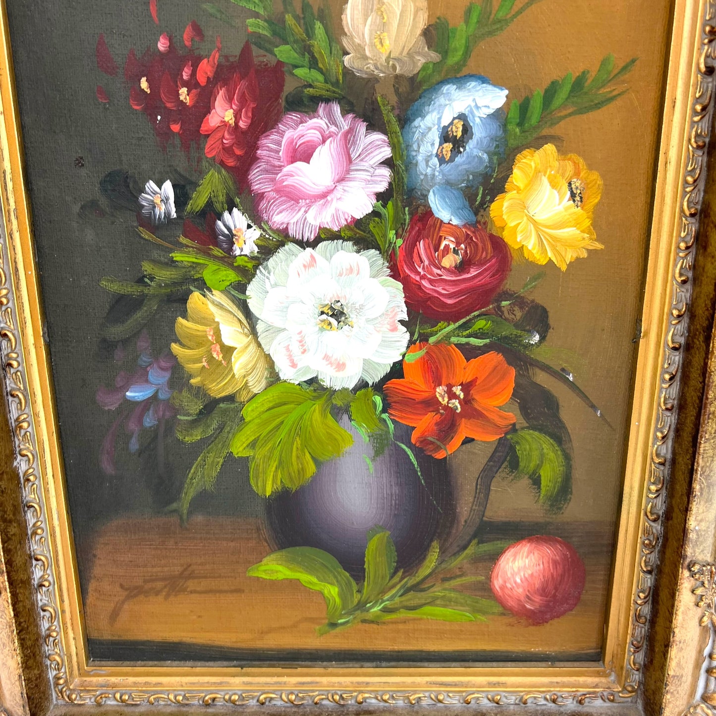 Flower Painting in Gold Frame