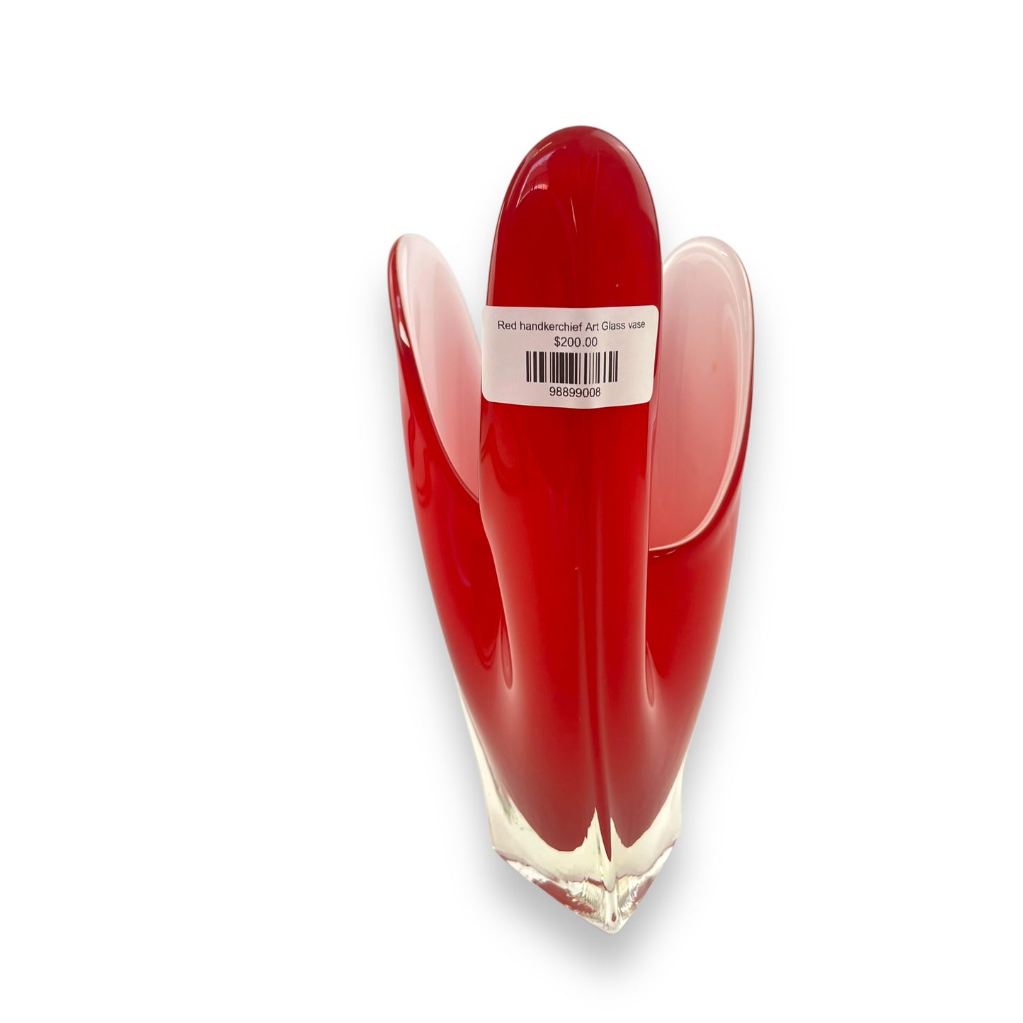 Red handkerchief Art Glass vase