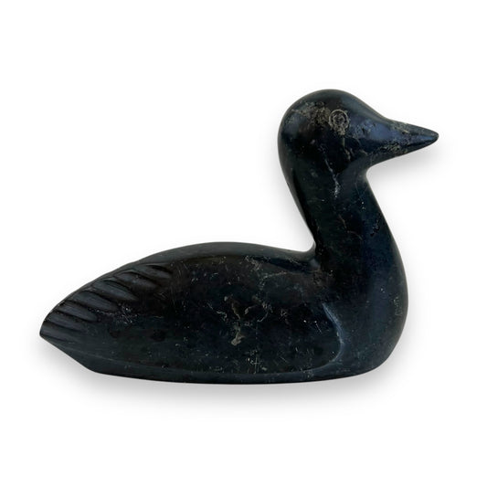 Stone carved duck statue