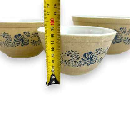 Pyrex Blue Homestead 3-Piece Mixing Bowl Set – Country Farmhouse Blue & Beige