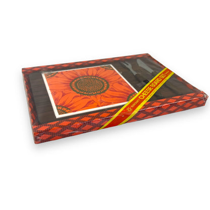 Suncraft Cheese Board Set - Sunflower Design, New in Original Packaging, Made in Japan
