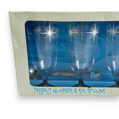 Atomic Star Parfait Glass & Spoon Set New In Box