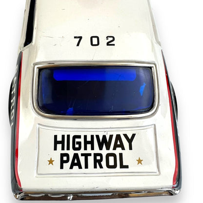 Vintage 1960s Taiyo Japan Tin Highway Patrol Car - Battery Operated Oldsmobile Toronado Police Department Toy