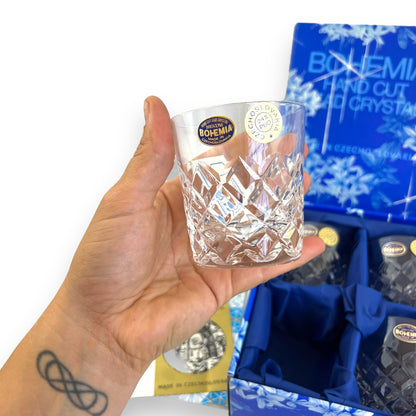 Vintage Bohemia Hand Cut Lead Crystal Whiskey Glass Set – Czechoslovakian
