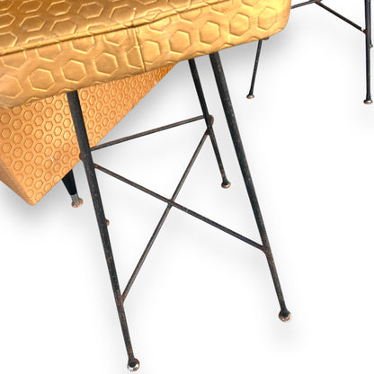 Retro Bar & Stool Set – Gold Vinyl