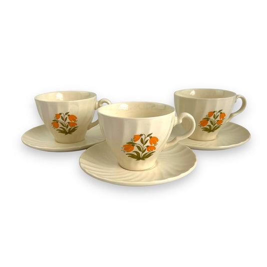 Orange flower teacup & saucer
