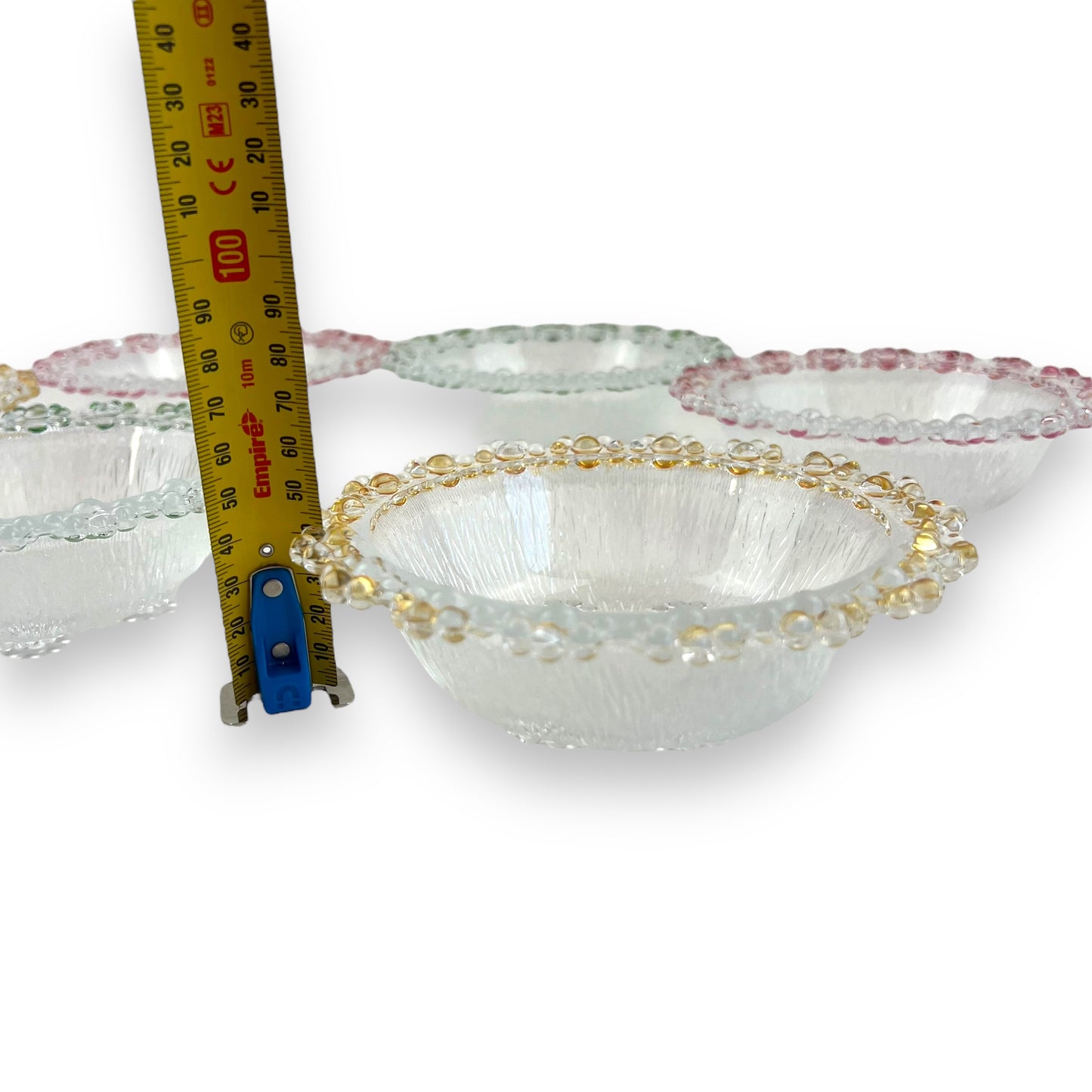 Set of Six Vintage Textured Bubble Lace Dessert Bowls made in Italy by Masserini.