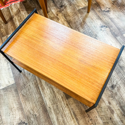 Coffee Table with Lower Shelf – Timber & Black Metal Frame