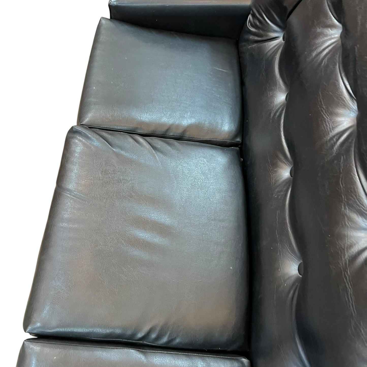 Mid-Century Black Vinyl Lounge – Retro 3-Seater Sofa